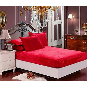 Mikroplyšové prostěradlo 180x200 Elegance - Červená