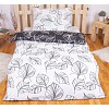 Bavlněné povlečení listy černo-bílé 140x200+70x90