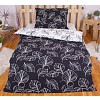 Krepové povlečení listy černo-bílé 140x200 70x90