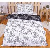 Krepové povlečení listy černo-bílé 140x200 70x90