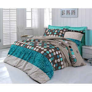 Prodloužené bavlněné povlečení DELUX CIRCLES 140x220+70x90