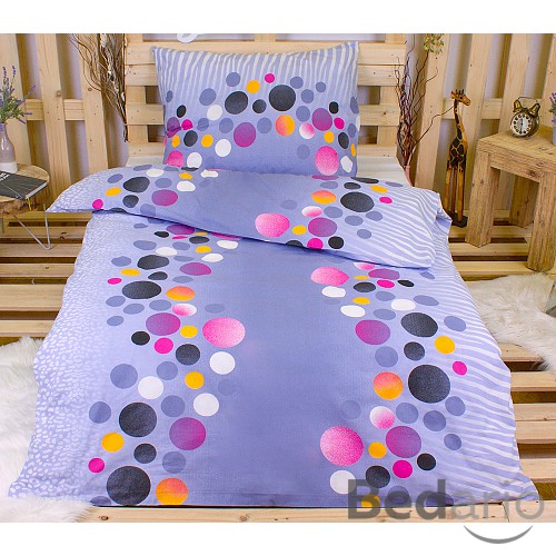 Krepové povlečení puntíky barevné 140x220+70x90