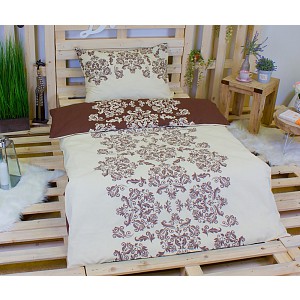 Krepové povlečení venzel hnědý 140x200+70x90