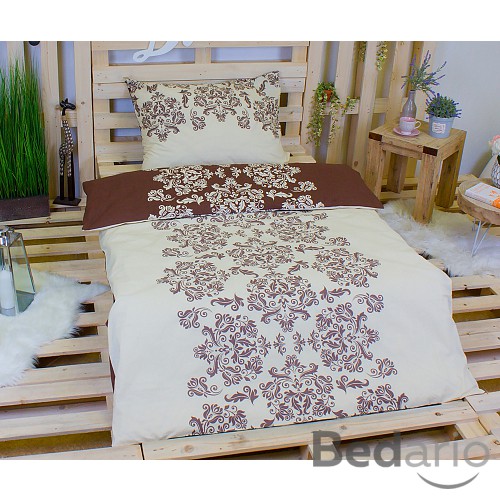 Krepové povlečení venzel hnědý 140x200+70x90