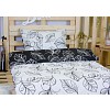 Krepové povlečení listy černo-bílé 140x220 70x90
