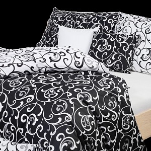 Krepové povlečení ornament černo-bílý 140x200+70x90