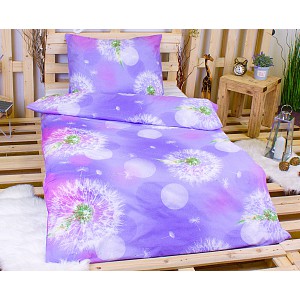 Krepové povlečení pampeliška fialová 140x200+70x90