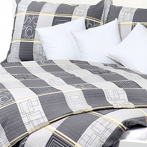 Krepové obdélník šedo-béžový pruh 140x200+70X90