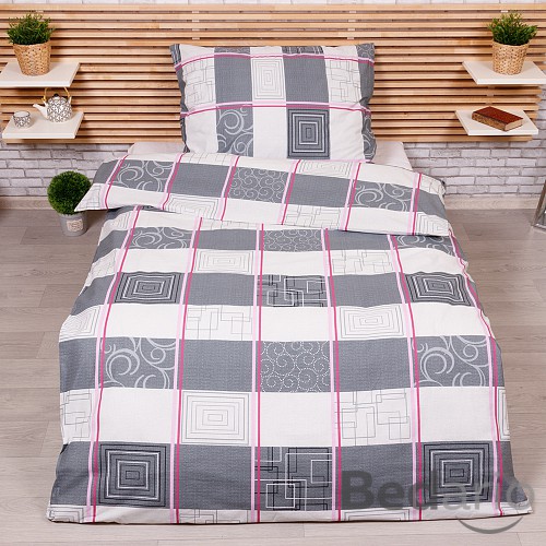 Bavlněné povlečení 140x200+70x90 Obdélník šedý