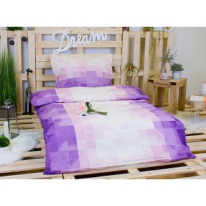 Bavlněné povlečení kostičky fialové 140x200+70x90