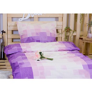 Bavlněné povlečení kostičky fialové 140x200+70x90