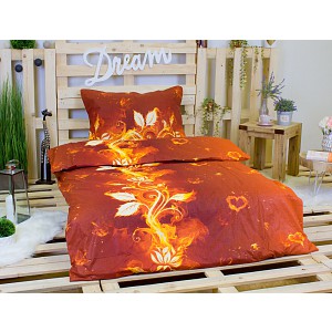 Bavlněné povlečení ohnivá srdce 140x200+70x90