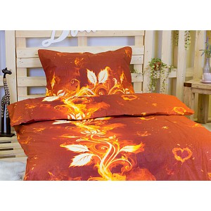 Bavlněné povlečení ohnivá srdce 140x200+70x90