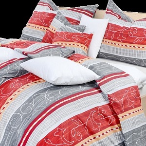 Bavlněné povlečení pruhy šedo-vínové 140x200+70x90