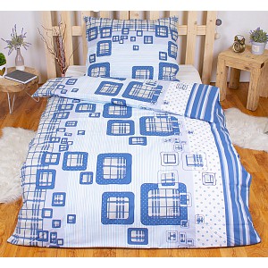 Bavlněné povlečení káro modré 140x200+70x90