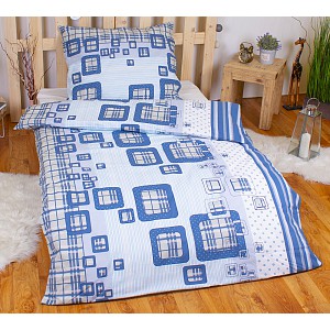 Bavlněné povlečení káro modré 140x200+70x90