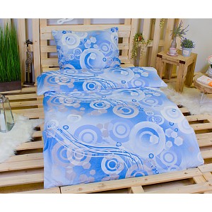 Bavlněné povlečení kruhy modré 140x200+70x90