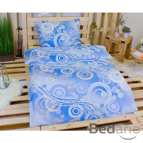 Bavlněné povlečení kruhy modré 140x200+70x90