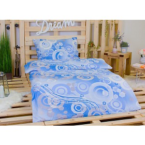 Bavlněné povlečení kruhy modré 140x200+70x90