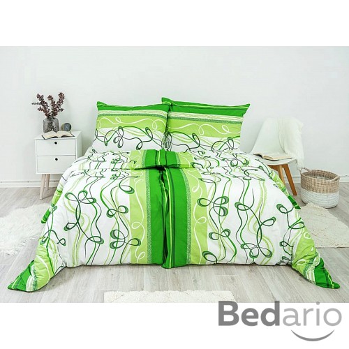 Bavlněné povlečení 140x200+70x90 lana zelená