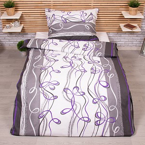 Bavlněné povlečení lana šedo-fialová 140x200+70x90