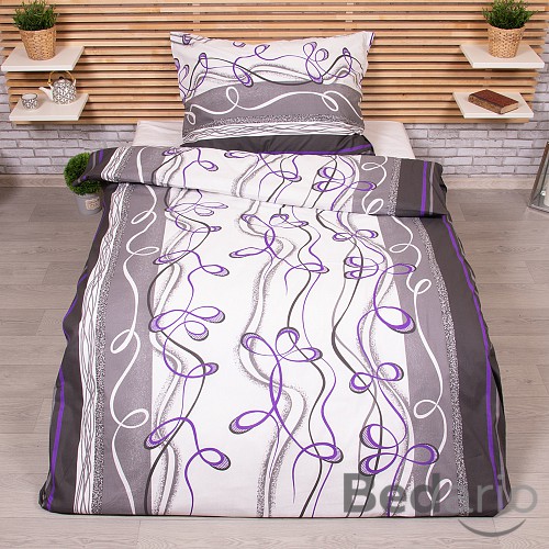 Bavlněné povlečení lana šedo-fialová 140x200+70x90