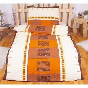 Krepové povlečení pás hnědý 140x200+70x90