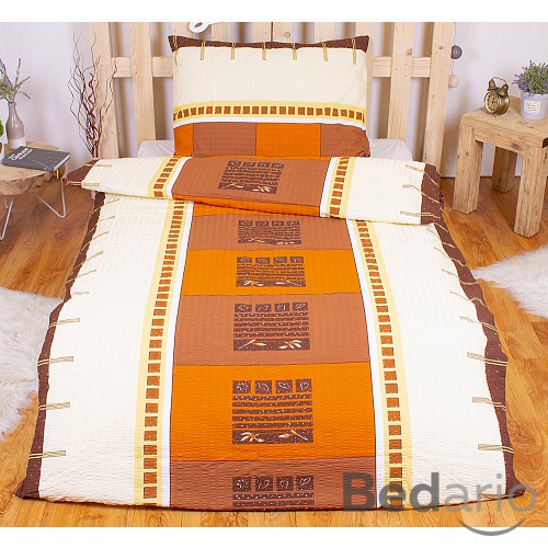 Krepové povlečení pás hnědý 140x200+70x90