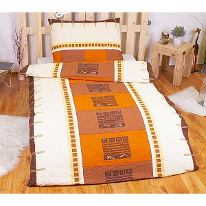 Krepové povlečení pás hnědý 140x200+70x90