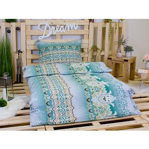 Krepové povlečení Persie zelená 140x200+70x90