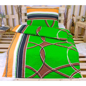 Krepové povlečení polokruh zelený 140x200 70x90