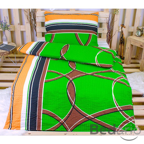 Krepové povlečení polokruh zelený 140x200 70x90