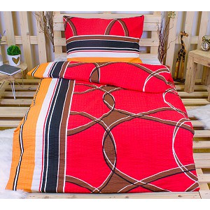 Krepové povlečení polokruh červený 140x200 70x90