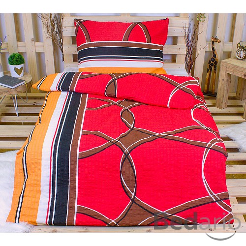 Krepové povlečení polokruh červený 140x200 70x90