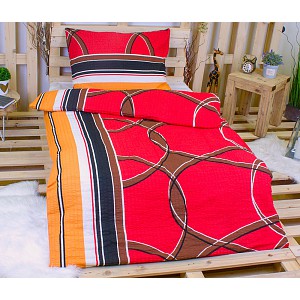 Krepové povlečení polokruh červený 140x200 70x90
