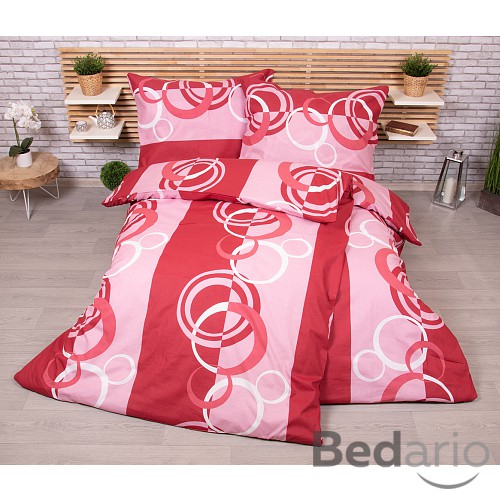 Zvýhodněná sada bavlněného povlečení Exclusive na dvě lůžka 140x200+70x90 Antonie červenorůžová