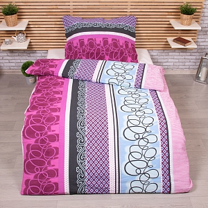 Krepové povlečení Deluxe 140x200+70x90 Purple spin