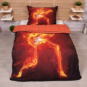 3D povlečení 140x200+70x90 Ohnivý kytarista