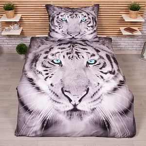 3D povlečení 140x200+70x90 Modrooký tygr