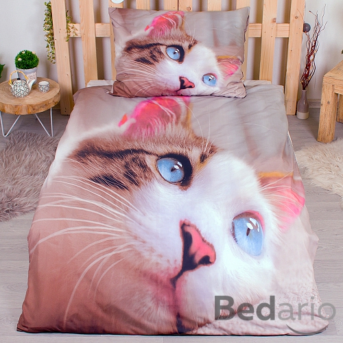 3D povlečení 140x200+70x90 Kočka modrooká