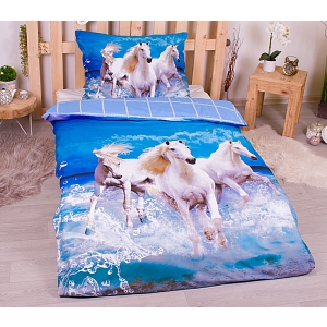 3D povlečení 140x200+70x90 Three horses