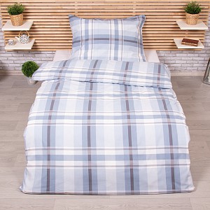 Bavlněné povlečení 140x200+70x90 Káro modré