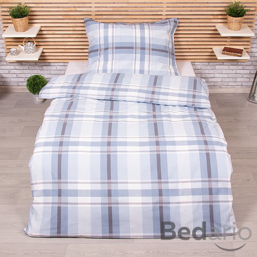 Bavlněné povlečení 140x200+70x90 Káro modré