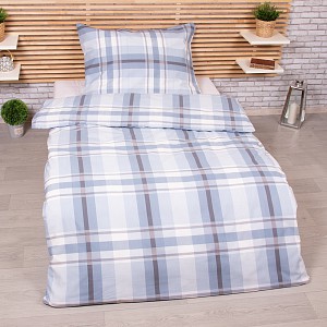 Bavlněné povlečení 140x200+70x90 Káro modré