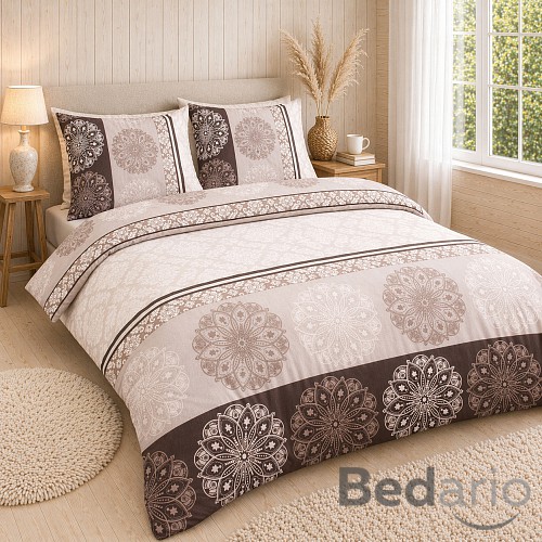 Bavlněné povlečení Deluxe 140x200+70x90 Mandala hnědá