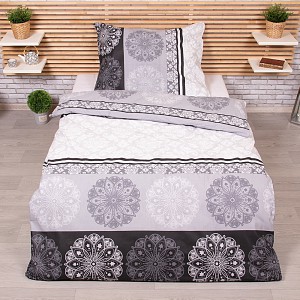 Bavlněné povlečení 140x200+70x90 Mandala černá