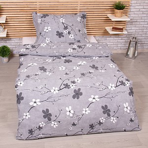 Bavlněné povlečení 140x200+70x90 Květoslava šedá