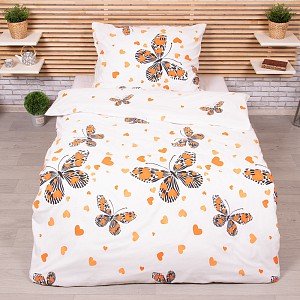 Bavlněné povlečení 140x200+70x90 Motýl oranžový