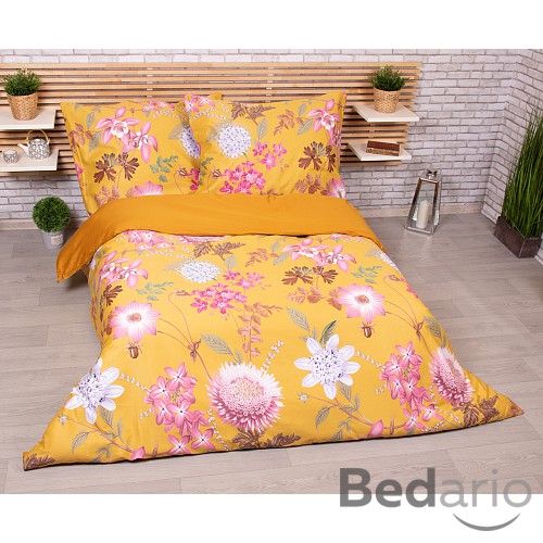 Povlečení bavlněný satén HIP DeLuxe 200x200+2x70x90 Sofie žlutá