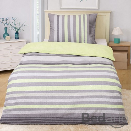 Bavlněné povlečení 140x200+70x90 Proužek zelený